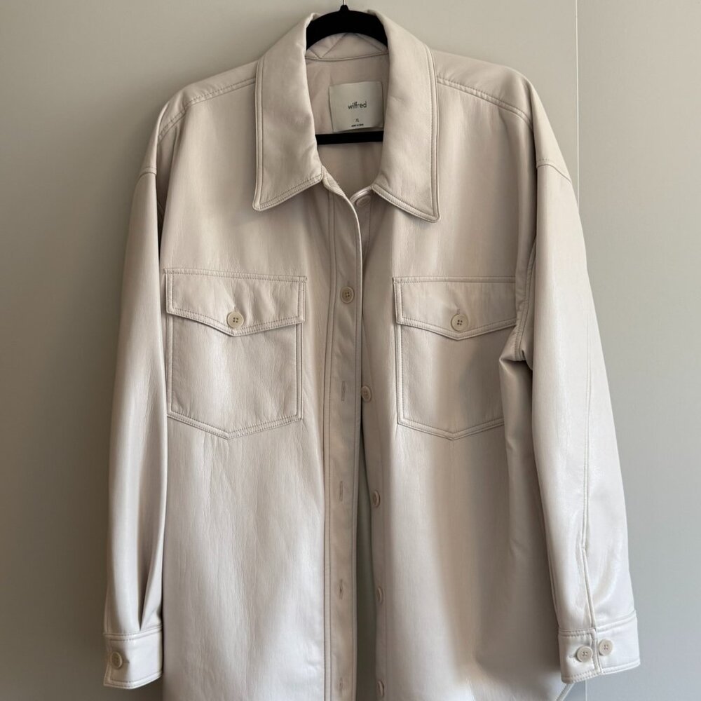 Size XL Aritzia Wilfred Ganna Jacket in Vegan Leather - Vin Gris